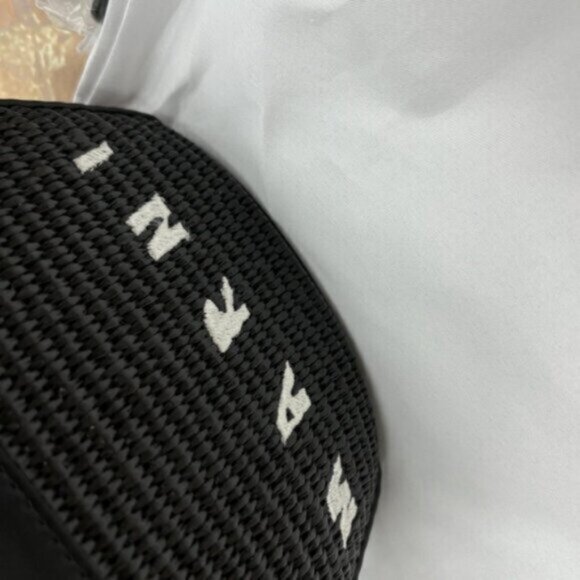 Marni Black Woven Tote with White Accents